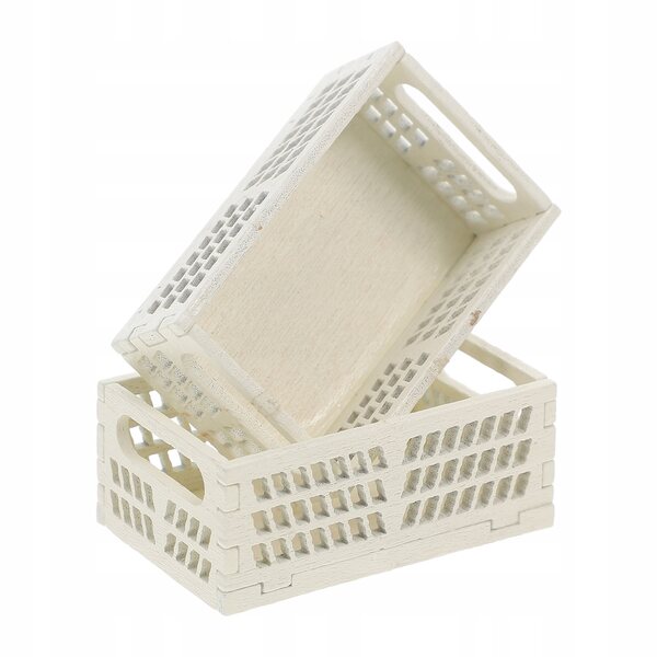 Mini cassette in legno bianche per decorazione case delle bambole 2 pezzi