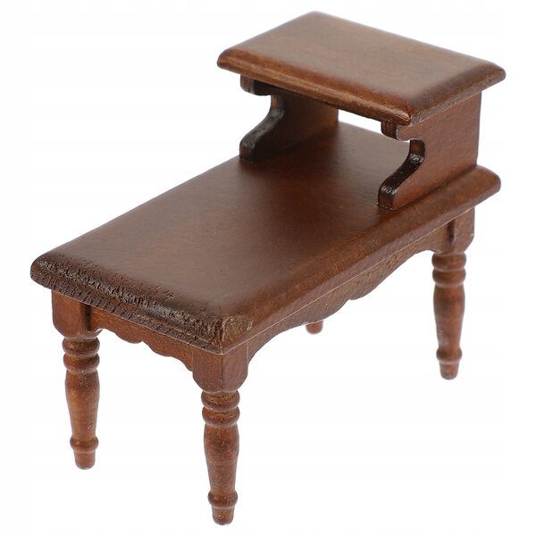 Mini tavolino retro in legno 1:12 a due ripiani per decorazioni miniature