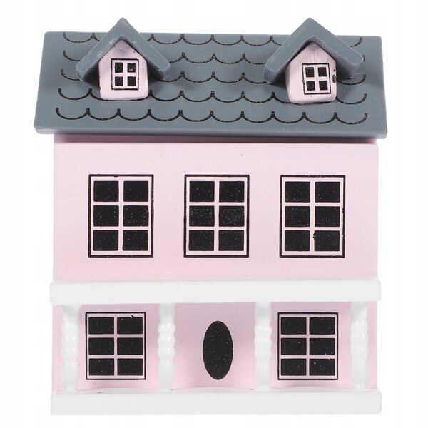Mini casa in legno rosa resistente e decorativa per paesaggi in miniatura