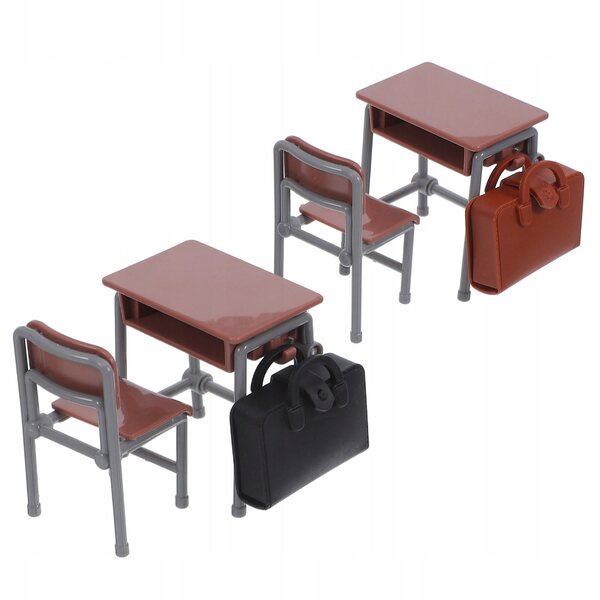 Set Miniatura Mobili Scuola con Scrivania Sedia e Zaino per Casa delle Bambole