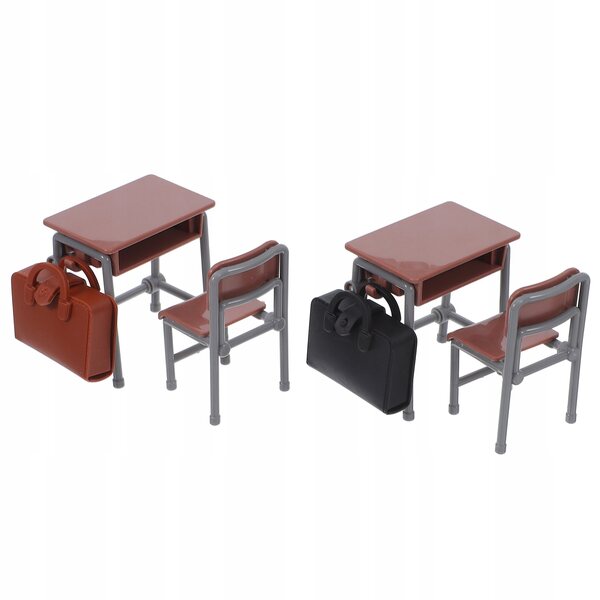 Set Miniatura Mobili Scuola con Scrivania Sedia e Zaino per Casa delle Bambole