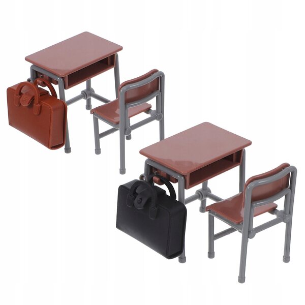 Set Miniatura Mobili Scuola con Scrivania Sedia e Zaino per Casa delle Bambole
