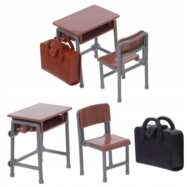 Set Miniatura Mobili Scuola con Scrivania Sedia e Zaino per Casa delle Bambole