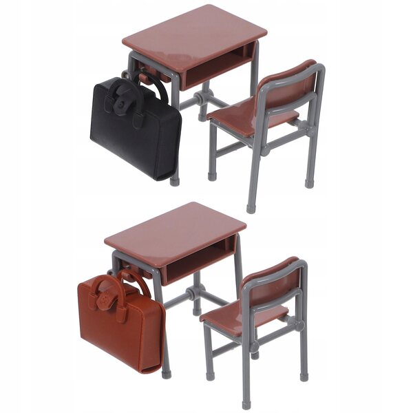 Set Miniatura Mobili Scuola con Scrivania Sedia e Zaino per Casa delle Bambole