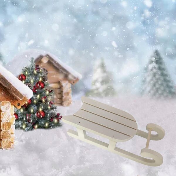 Miniature in legno per casa delle bambole - piccole slitte bianche decorative