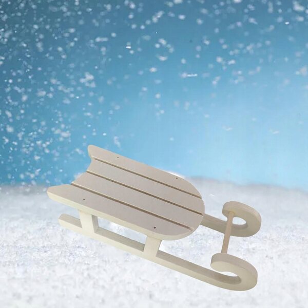 Miniature in legno per casa delle bambole - piccole slitte bianche decorative