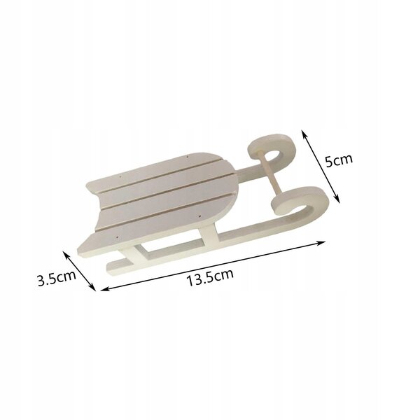 Miniature in legno per casa delle bambole - piccole slitte bianche decorative