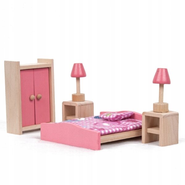 Miniatura in Legno Casa delle Bambole Camera da Letto Set Mobili per Bambini