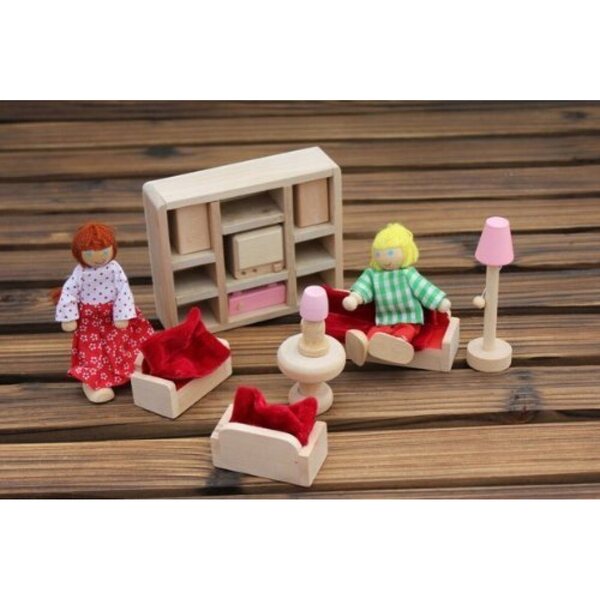 Miniatura in Legno Casa delle Bambole Camera da Letto Set Mobili per Bambini