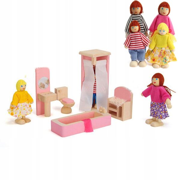 Miniatura in Legno Casa delle Bambole Camera da Letto Set Mobili per Bambini