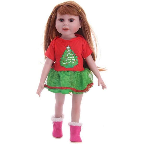 Abito Natalizio per Bambola 46 cm con Stampa Albero di Natale Costume Casual