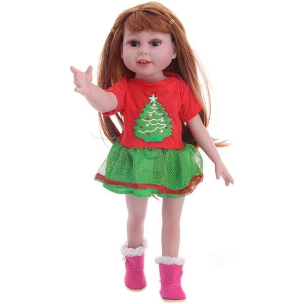 Abito Natalizio per Bambola 46 cm con Stampa Albero di Natale Costume Casual