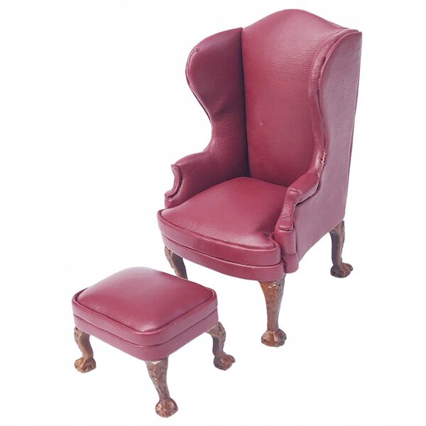 Miniatura sofa rosso in PU per casa delle bambole scala 1:12, divano singolo