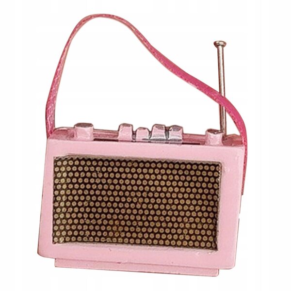 Mini Radio 1:12 in Resina per Casa delle Bambole, Accessorio Decorativo Rosa