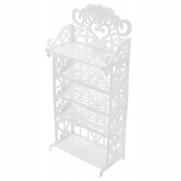 Mini stand porta scarpe bianco in plastica per casa delle bambole, compatto e regolabile