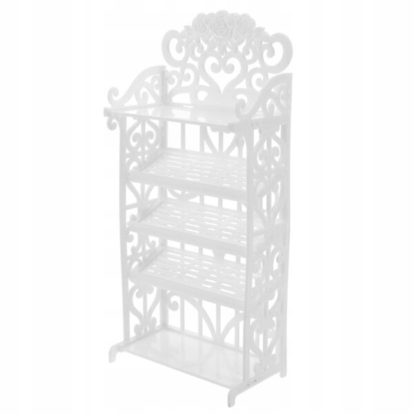 Mini stand porta scarpe bianco in plastica per casa delle bambole, compatto e regolabile