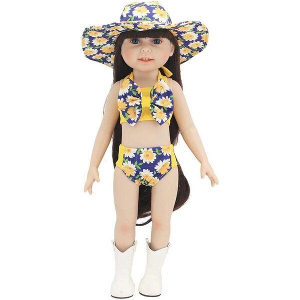 Badeanzug und Sonnenhut für 46 cm Puppen Uteruik Modeaccessoires
