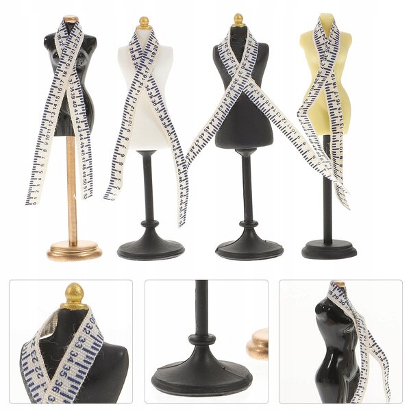 Lot de 4 mini mannequins féminins colorés en résine pour décorations et jeux
