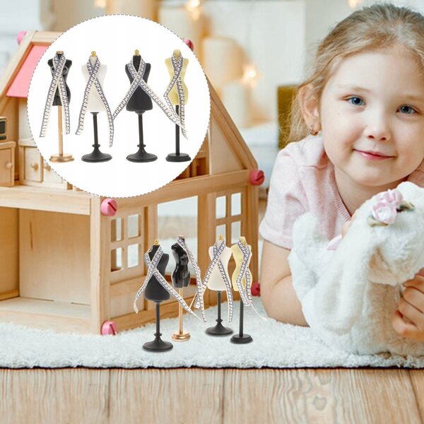Lot de 4 mini mannequins féminins colorés en résine pour décorations et jeux