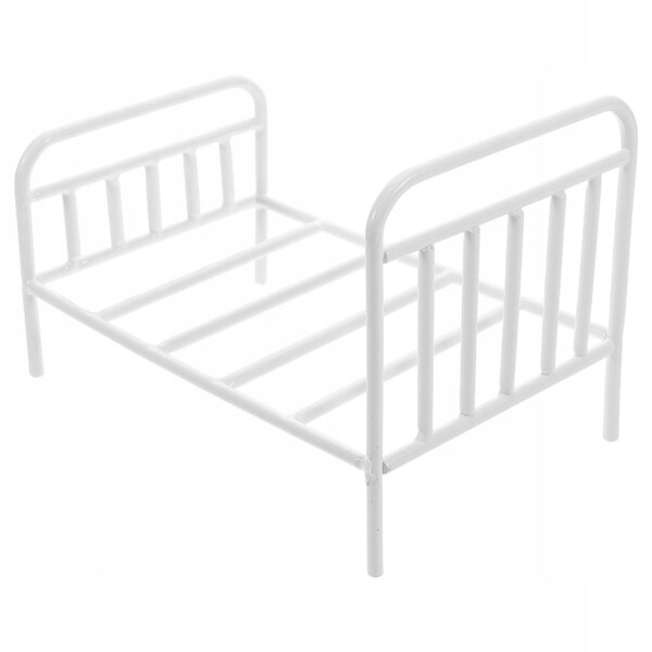 Mini letto in ferro bianco per casa delle bambole, design realistico e decorativo