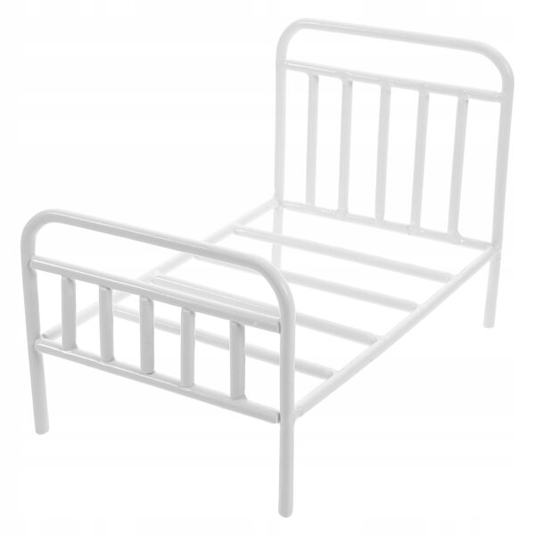 Mini letto in ferro bianco per casa delle bambole, design realistico e decorativo