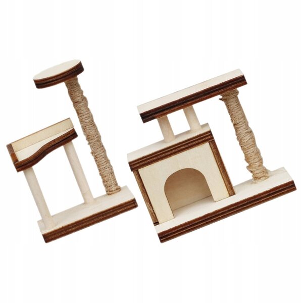 Set 2 Drapaki in Legno Miniature per Casa delle Bambole - Accessori Realistici per Gatti