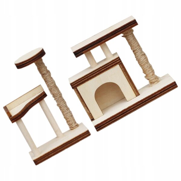 Set 2 Drapaki in Legno Miniature per Casa delle Bambole - Accessori Realistici per Gatti
