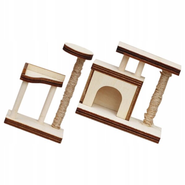 Set 2 Drapaki in Legno Miniature per Casa delle Bambole - Accessori Realistici per Gatti
