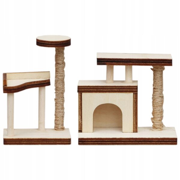 Set 2 Drapaki in Legno Miniature per Casa delle Bambole - Accessori Realistici per Gatti