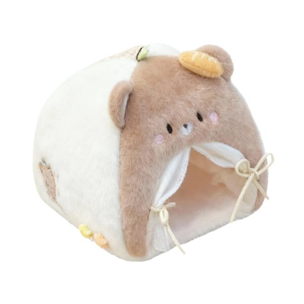 Lit de tente nid de poupées en peluche marron douce pour maison de poupées
