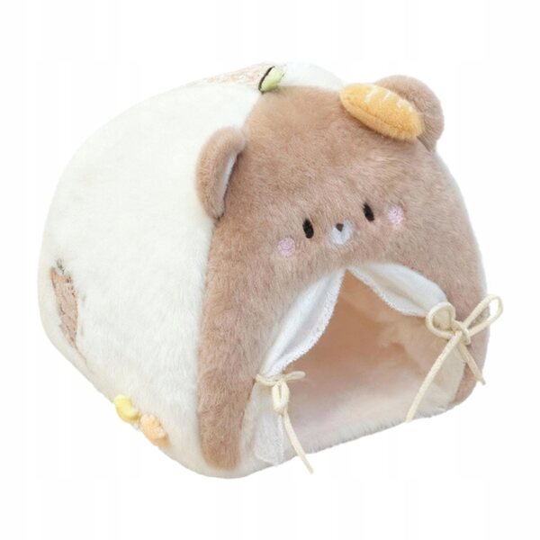 Lit de tente nid de poupées en peluche marron douce pour maison de poupées