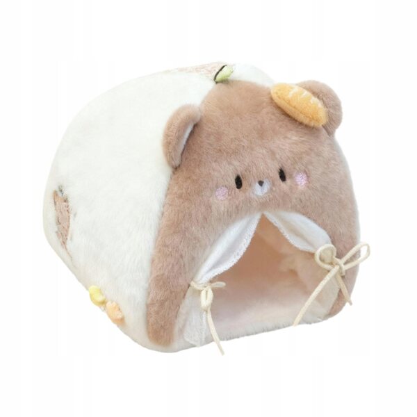 Lit de tente nid de poupées en peluche marron douce pour maison de poupées