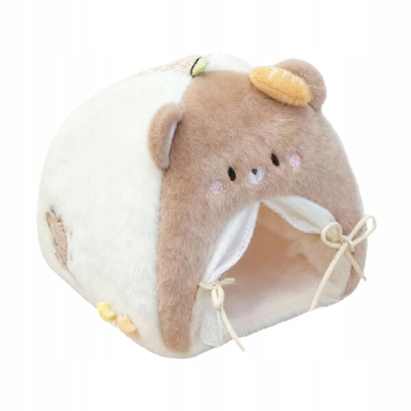 Lit de tente nid de poupées en peluche marron douce pour maison de poupées