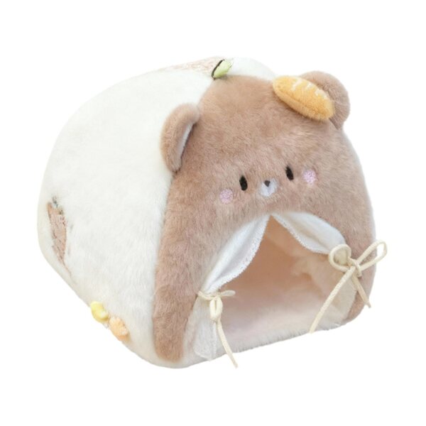 Lit de tente nid de poupées en peluche marron douce pour maison de poupées