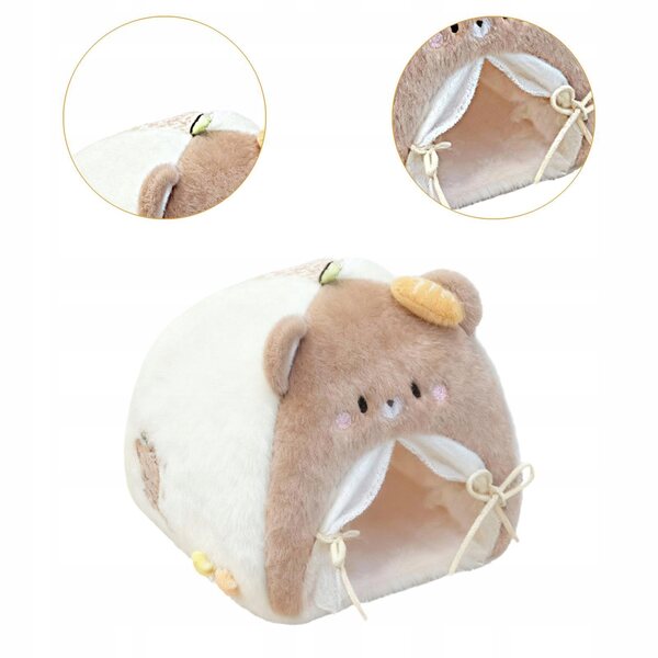 Lit de tente nid de poupées en peluche marron douce pour maison de poupées