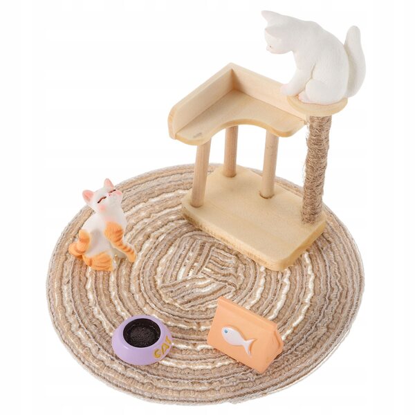 Realistisches Miniaturset für Kätzchen mit Holz- und Kunststoffzubehör
