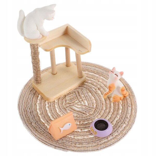 Realistische miniatuurset voor kittens met houten en plastic accessoires