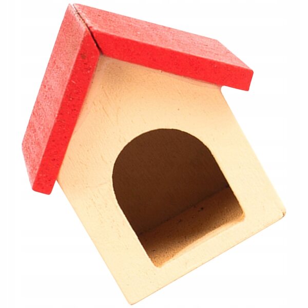 Mini casetta in legno rossa per canna decorativa 5x4,4x4 cm per mini arredo