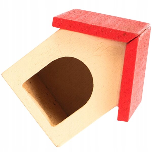 Mini casetta in legno rossa per canna decorativa 5x4,4x4 cm per mini arredo