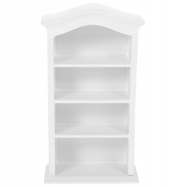 Miniatura in legno bianco: scaffale per libri per casa delle bambole 1/12