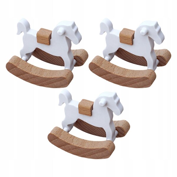 Set 3 Mini Cavalli a Dondolo in Legno per Casa delle Bambole, Sicuri e Resistenti