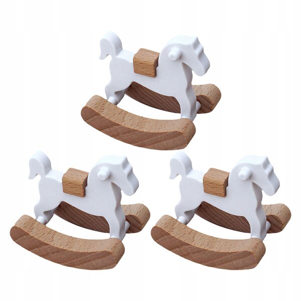 Set 3 Mini Cavalli a Dondolo in Legno per Casa delle Bambole, Sicuri e Resistenti