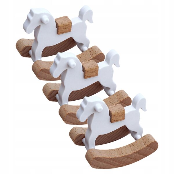 Set 3 Mini Cavalli a Dondolo in Legno per Casa delle Bambole, Sicuri e Resistenti