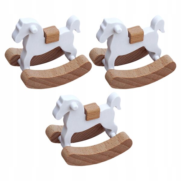 Set 3 Mini Cavalli a Dondolo in Legno per Casa delle Bambole, Sicuri e Resistenti