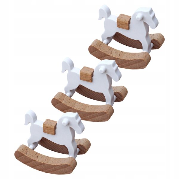 Set 3 Mini Cavalli a Dondolo in Legno per Casa delle Bambole, Sicuri e Resistenti