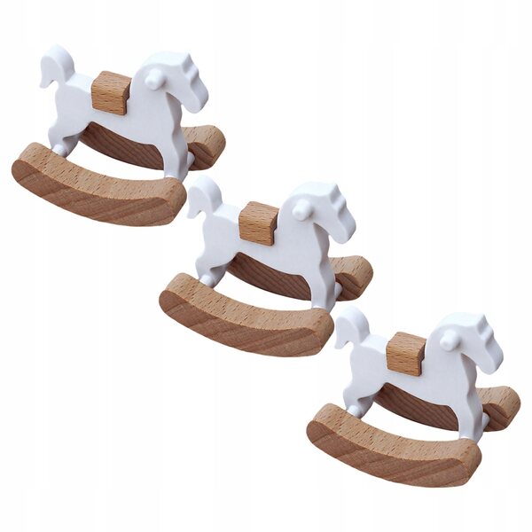 Set 3 Mini Cavalli a Dondolo in Legno per Casa delle Bambole, Sicuri e Resistenti