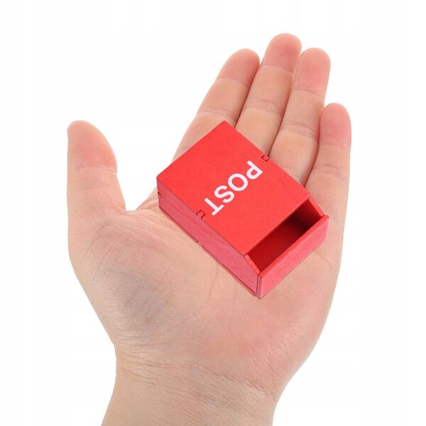 Mini cassetta postale in legno rossa per case delle bambole, 5x3,5x1,6 cm