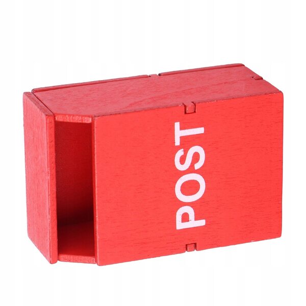 Mini cassetta postale in legno rossa per case delle bambole, 5x3,5x1,6 cm