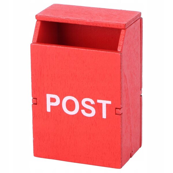 Mini cassetta postale in legno rossa per case delle bambole, 5x3,5x1,6 cm