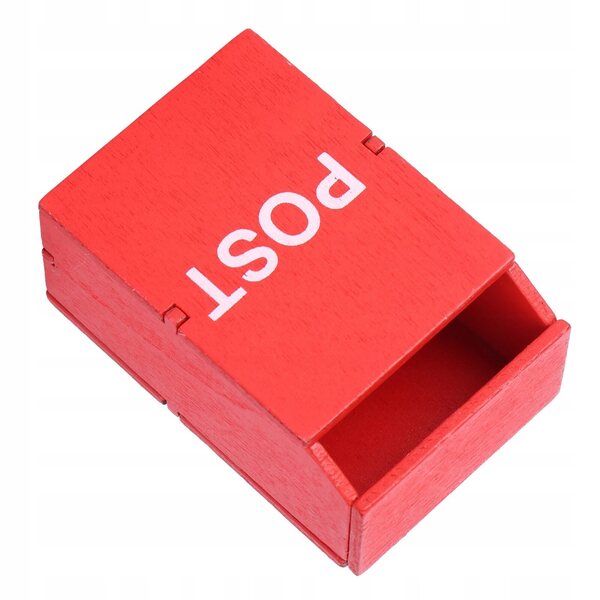 Mini cassetta postale in legno rossa per case delle bambole, 5x3,5x1,6 cm